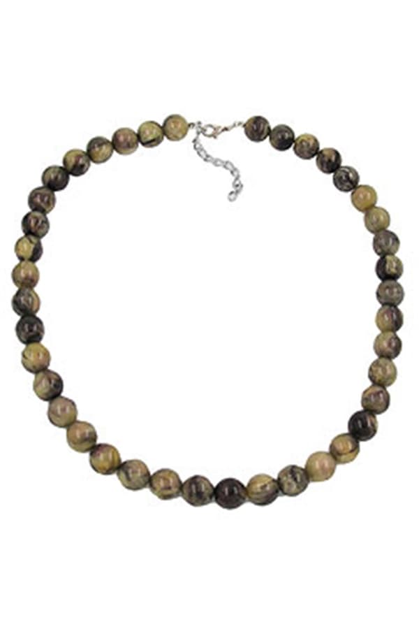 Necklace Beads 12mm Green-Black 50cm - GL02104