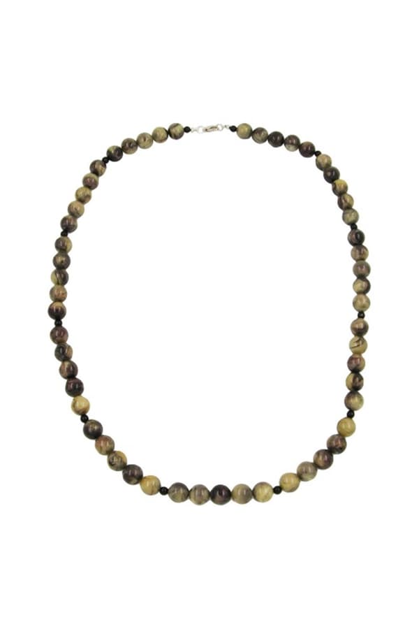 Necklace Beads 12mm Green-Black 75cm - GL02103