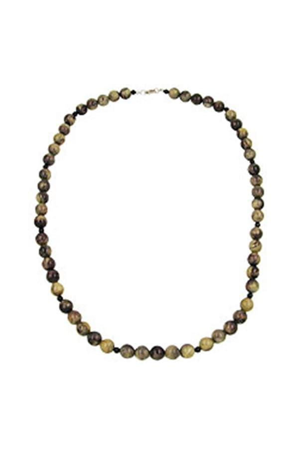 Necklace Beads 12mm Green-Black 75cm - GL02103