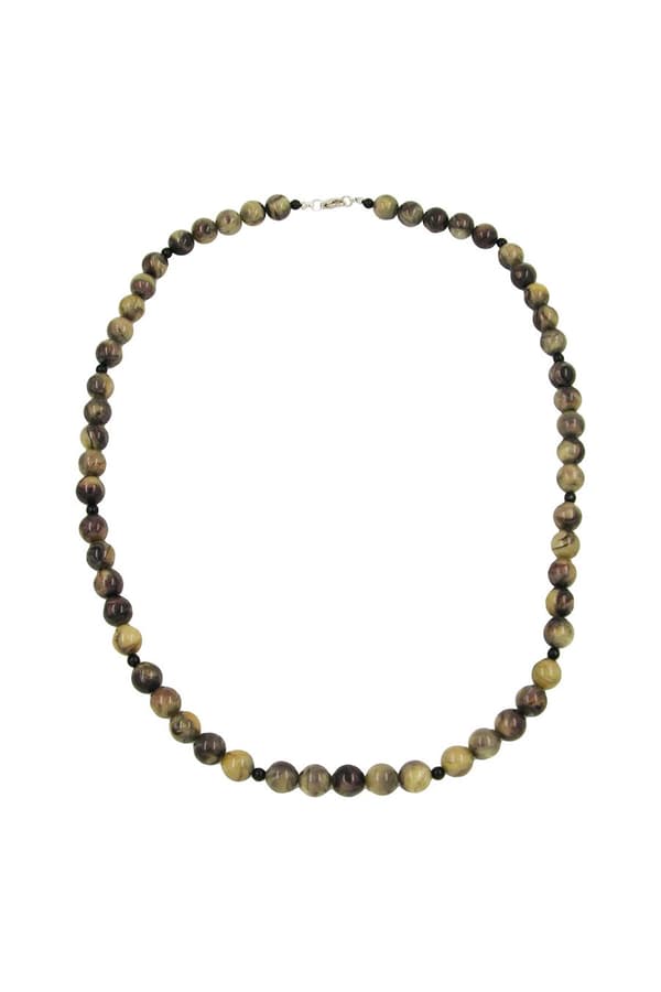 Necklace Beads 12mm Green-Black 75cm - GL02103