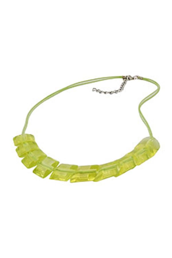 Necklace Slanted Beads Kiwi-Green Cord Light Green - GL02088