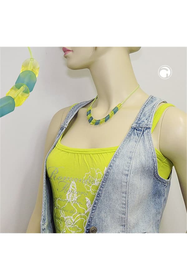 Necklace Slanted Bead Turquoiuse Green - GL02069