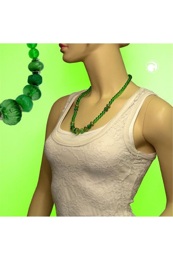 Necklace Beads Green 60cm - GL02061