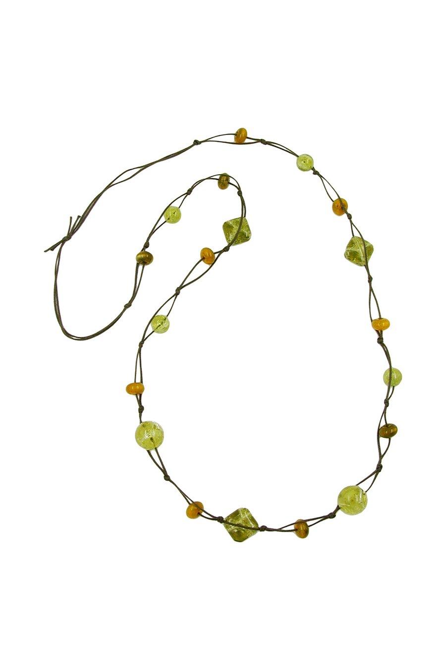 NECKLACE BEADS OLIVE-CRASH 110CM