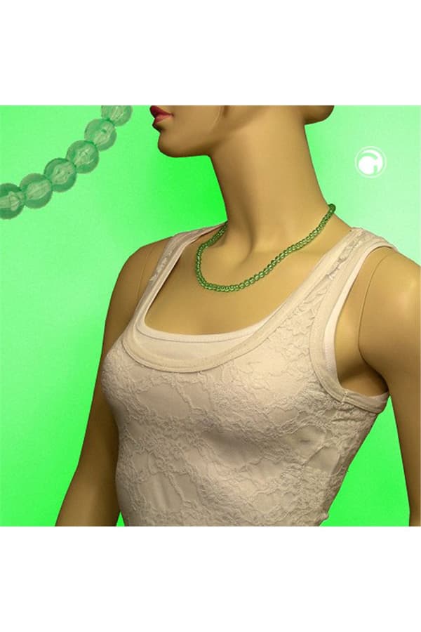 Necklace Green Beads 6mm - GL02057