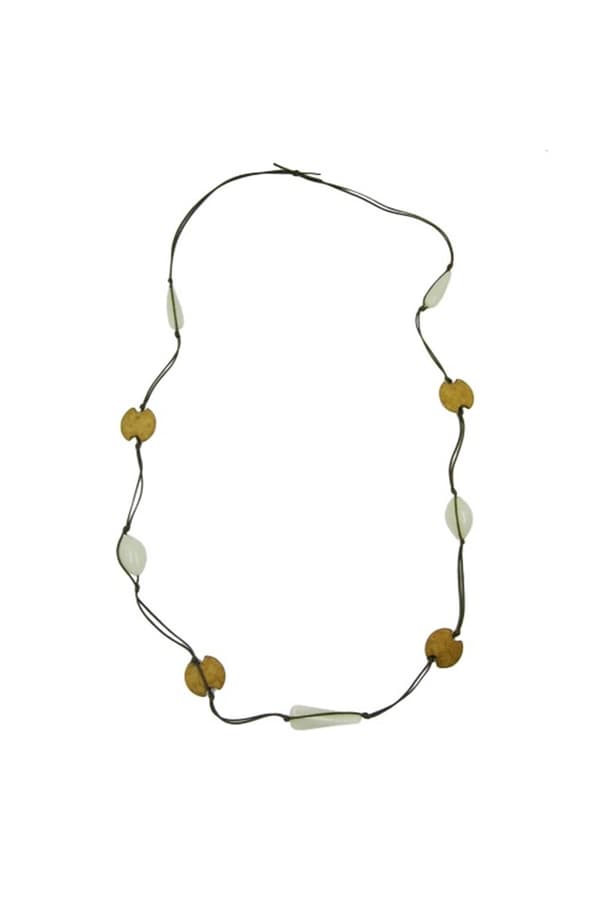 Necklace Beads Olive Green - GL01879