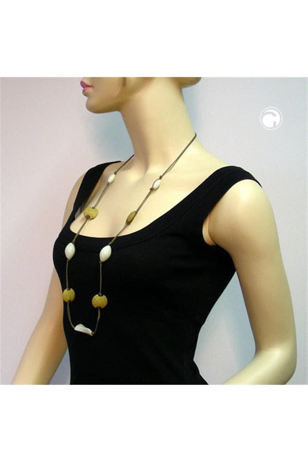 Necklace Beads Olive Green - GL01879