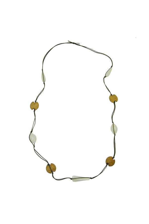 Necklace Beads Olive Green - GL01879