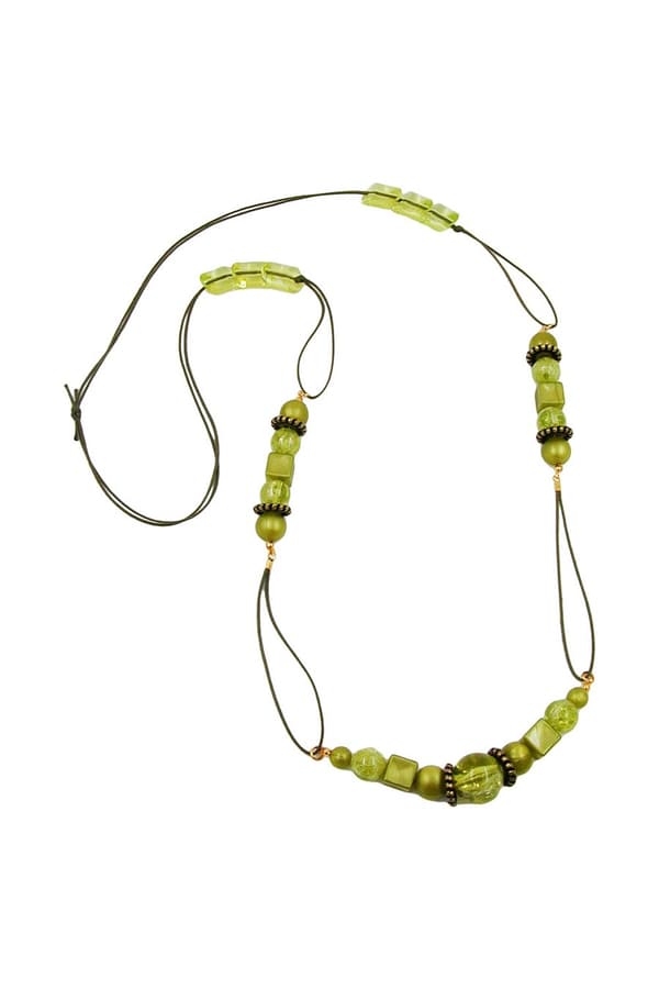Necklace Green-Olive Beads 100cm - GL01809
