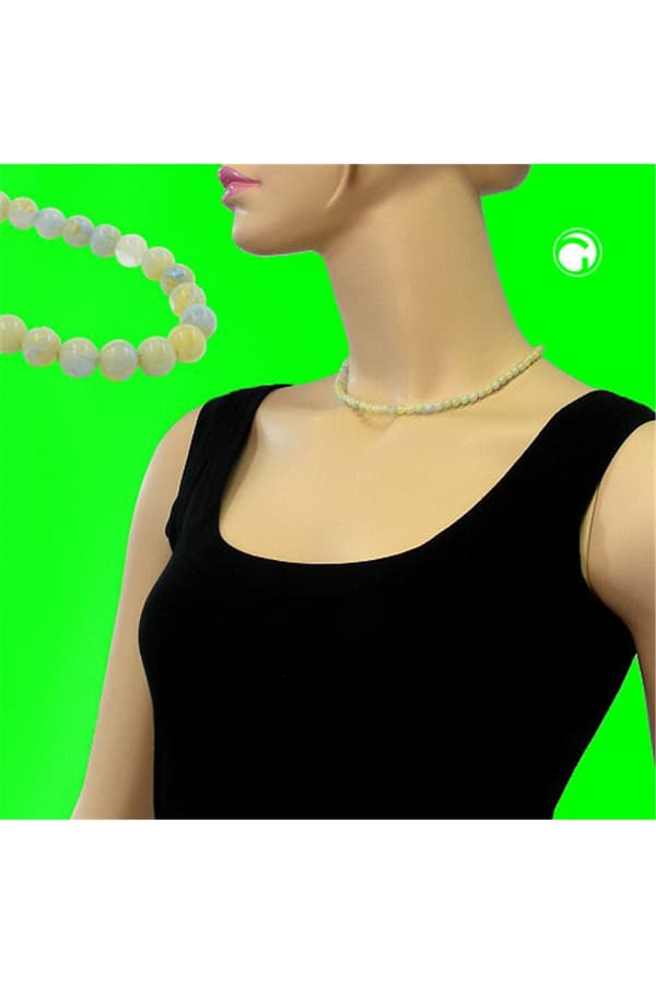 Bead Chain Beads 6mm Green-White - GL01669