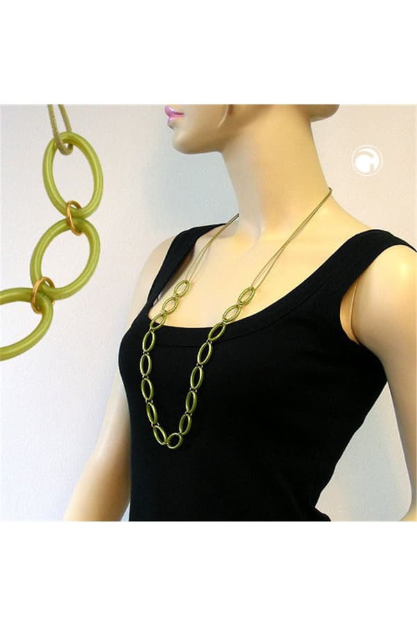 Necklace Oval Rings Green - GL01628