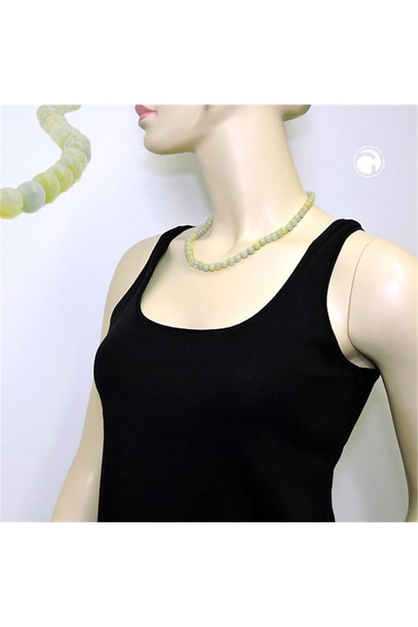 Necklace Beads 8mm Green-White 50cm - GL01497-50