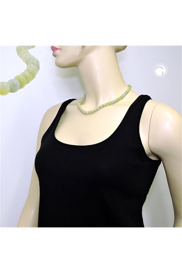 Necklace Beads 8mm Green-White 45cm - GL01497-45