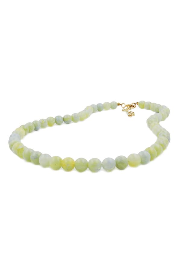 Necklace Beads 8mm Green-White 45cm - GL01497-45