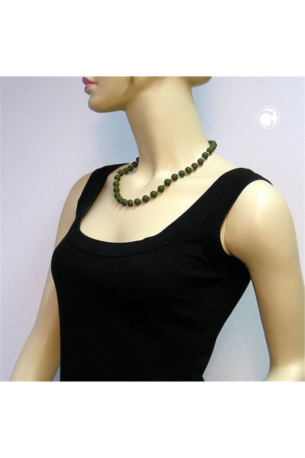 Necklace Olive Green Beads - GL01490