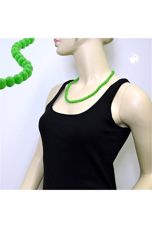 Necklace Beads 8mm Green Shiny 55cm - GL01488-55