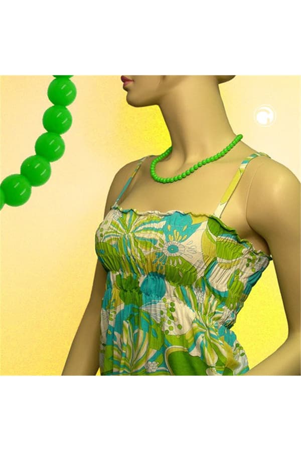 Necklace Beads 8mm Green Shiny 50cm - GL01488-50