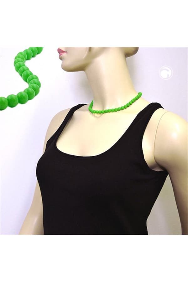 Necklace Beads 8mm Green Shiny 40cm - GL01488-40