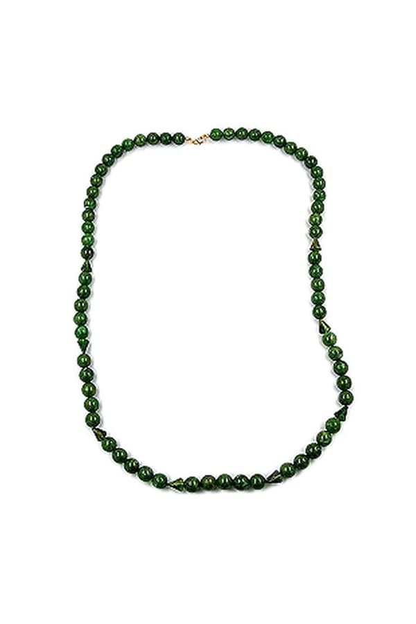 Necklace Beads 12mm Green/ Gold - GL01275