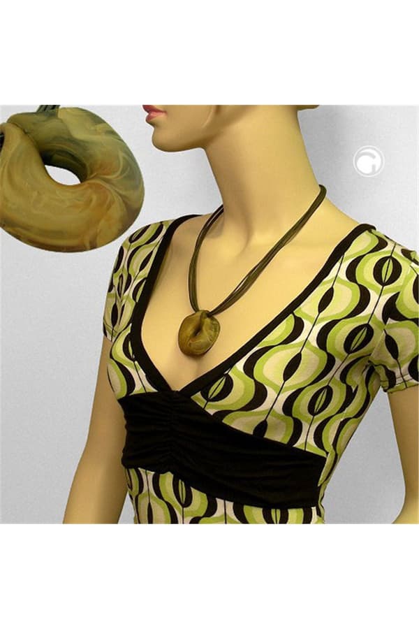 Necklace Green-Olive Ring 55cm - GL01224