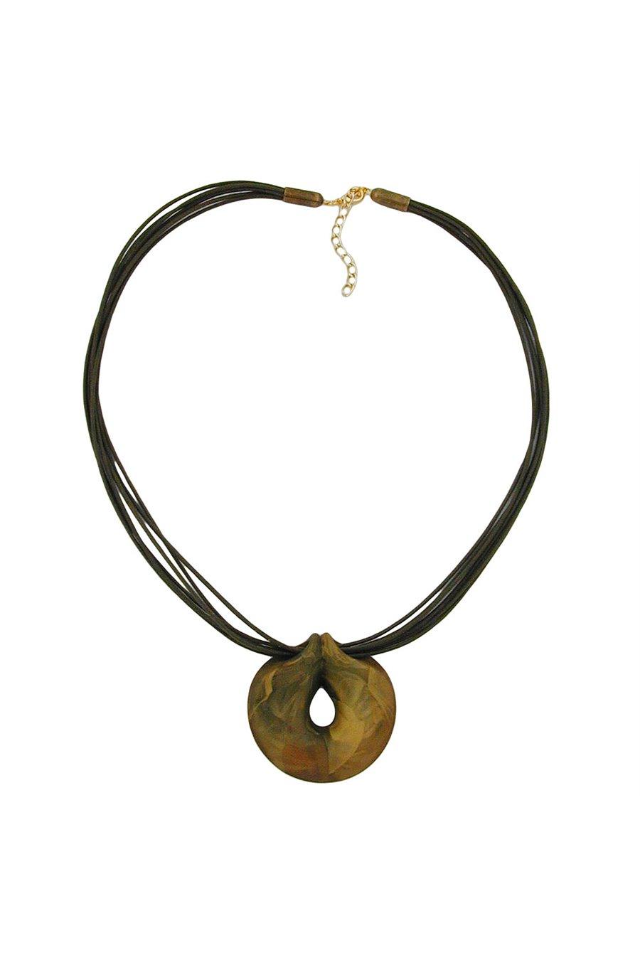 NECKLACE GREEN-OLIVE RING 55CM
