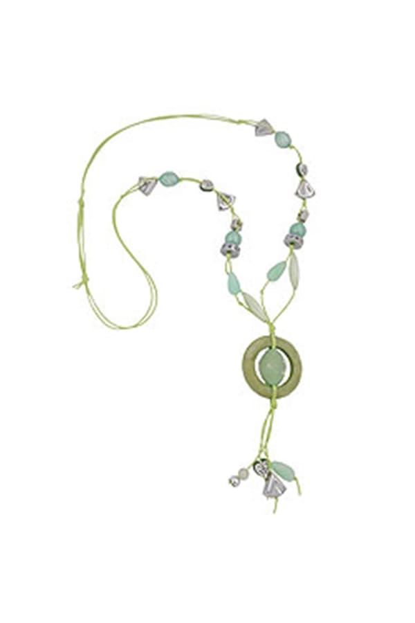 Necklace Light-Green And Oliv Beads - GL01159