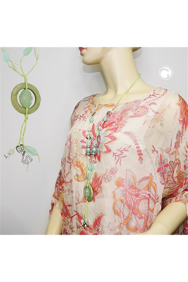 Necklace Light-Green And Oliv Beads - GL01159