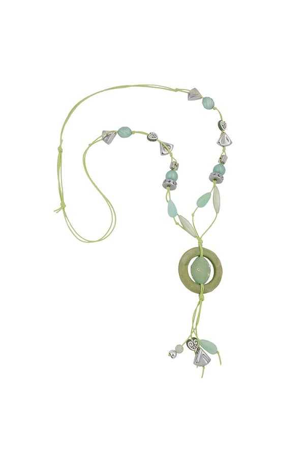 Necklace Light-Green And Oliv Beads - GL01159