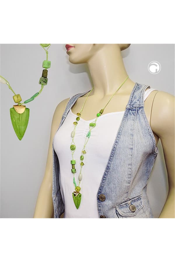 Necklace Green Beads - GL01143