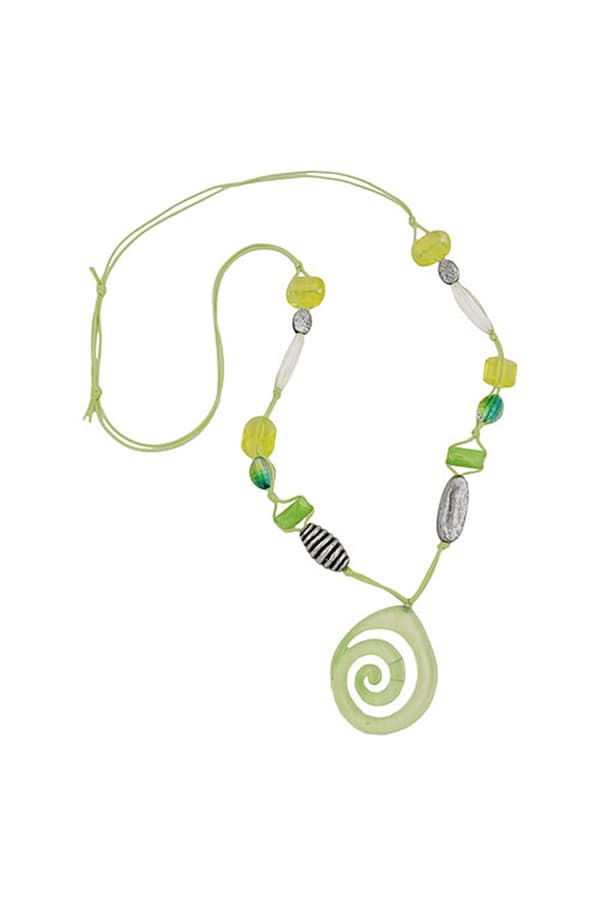 Necklace Green-Yellow-Colored Beads - GL01139