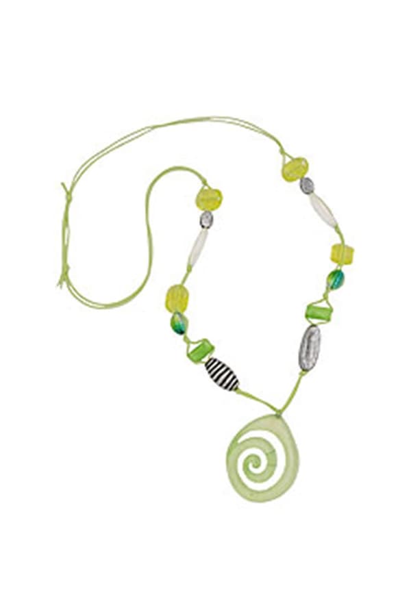 Necklace Green-Yellow-Colored Beads - GL01139