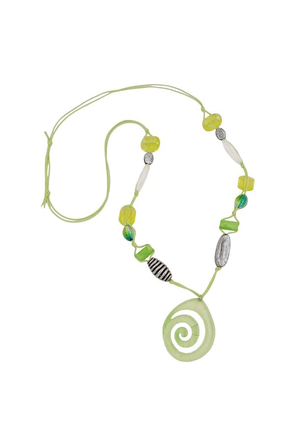 Necklace Green-Yellow-Colored Beads - GL01139