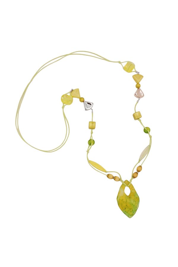 Necklace Beads And 2-Fold Cord Mint - GL01124