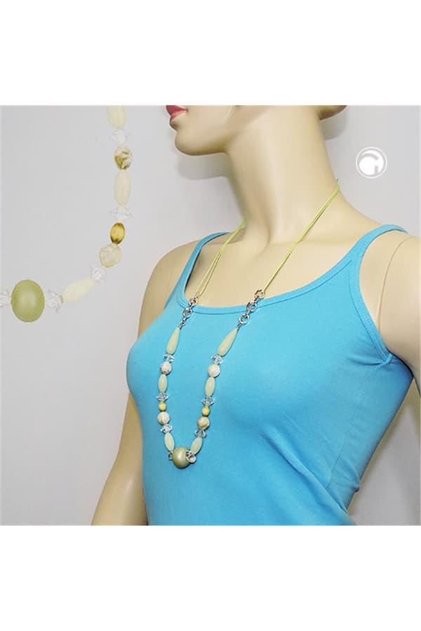 Necklace Beads Light-Green-Oliv - GL01121