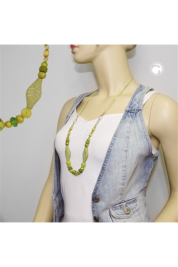 Necklace Beads Green-Olive - GL01108