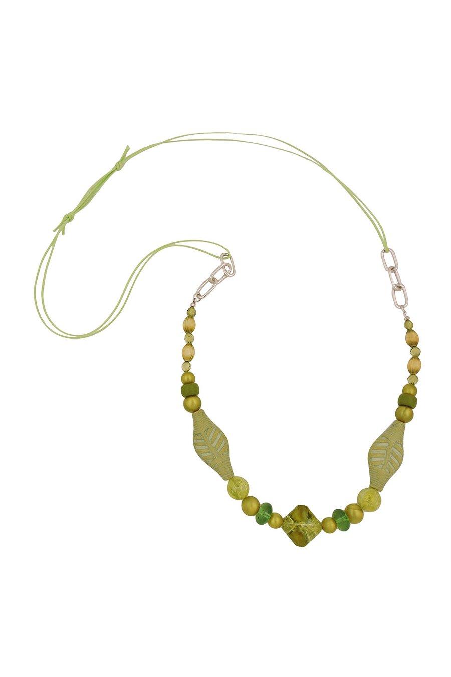 NECKLACE BEADS GREEN-OLIVE