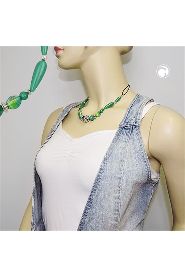 Necklace Silky-Green Chromcolour Beads - GL01085