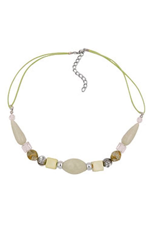 Necklace Beads Light-Green Yellow - GL01081