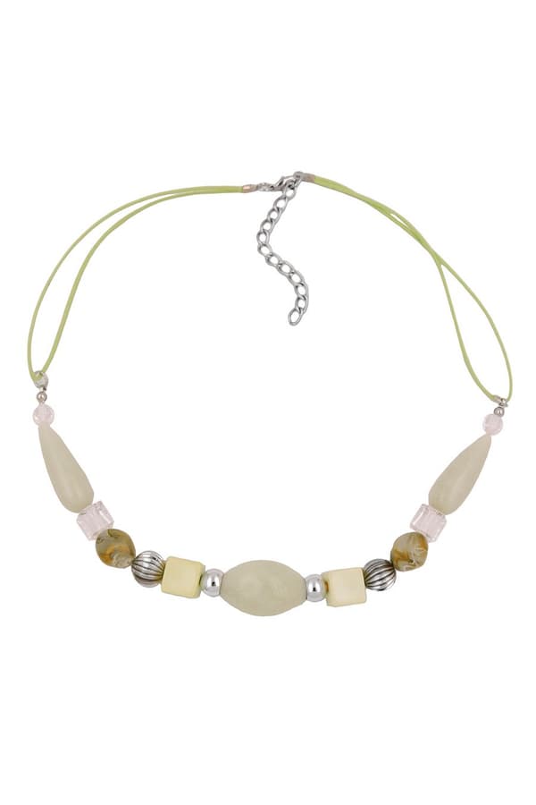 Necklace Beads Light-Green Yellow - GL01081
