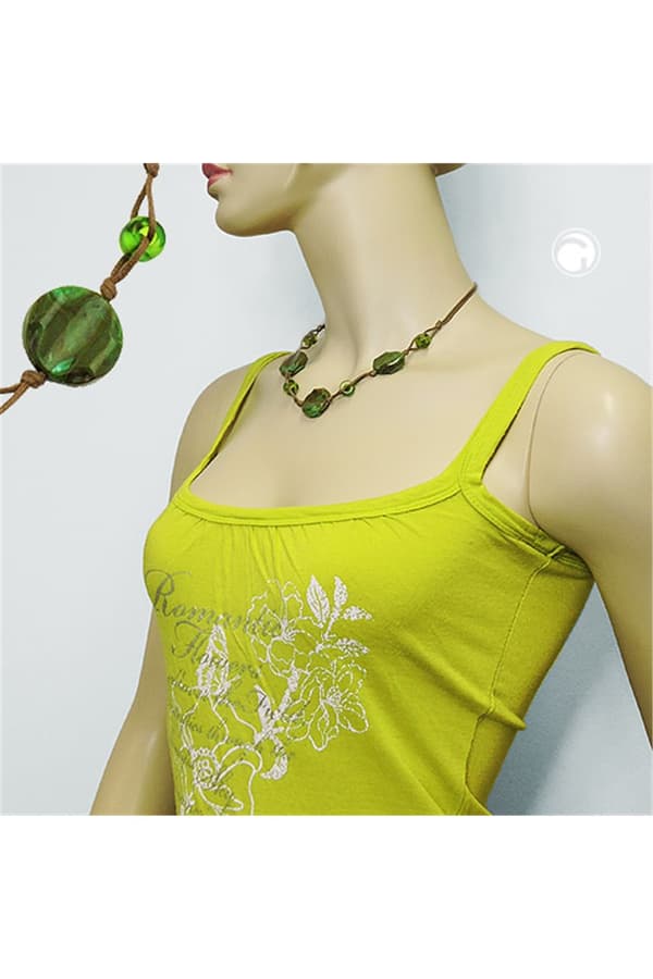 Necklace Beads On Cord Green-Olive - GL01048