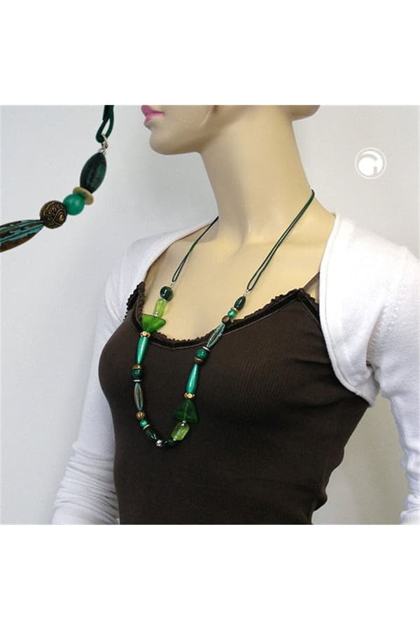 Necklace Mint Green Dark Green Multicolour Design - GL01028