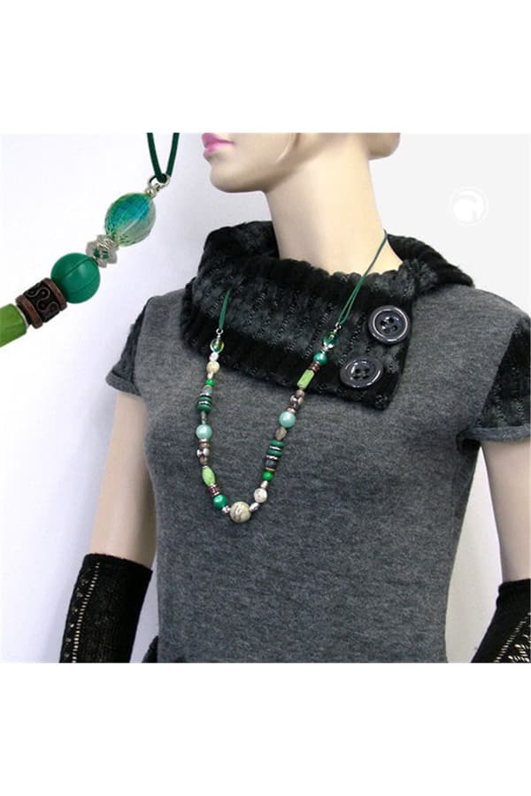 Necklace Light Green Dark Green Multicolour Design - GL01025