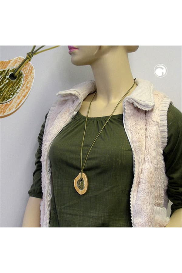 Necklace Tree Stem Pendant Light Brown/ Green - GL00908