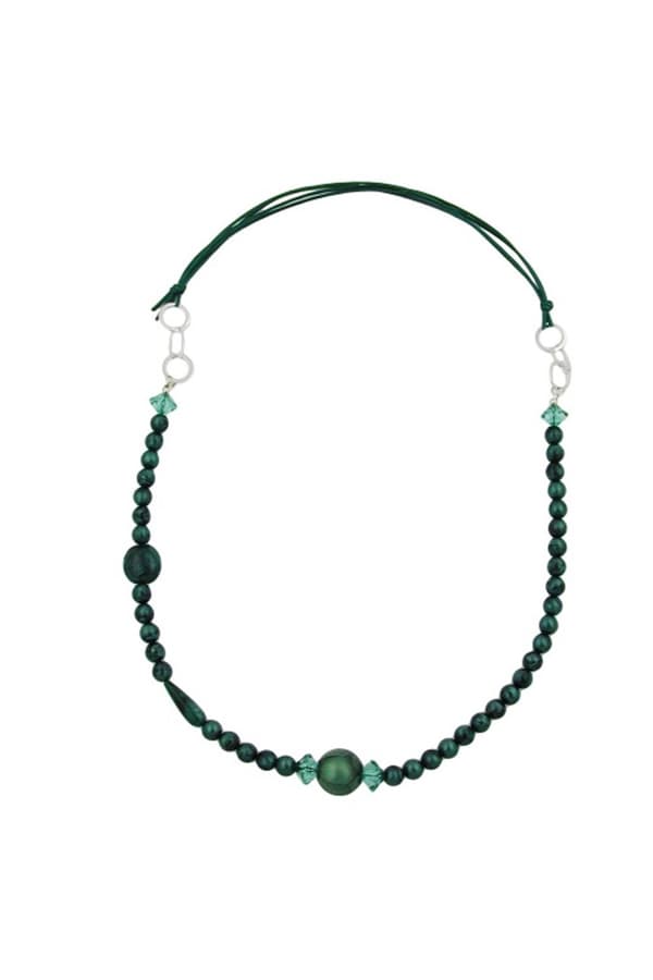 Necklace Green/ Turquoise/ Silky Chrome Rings - GL00849