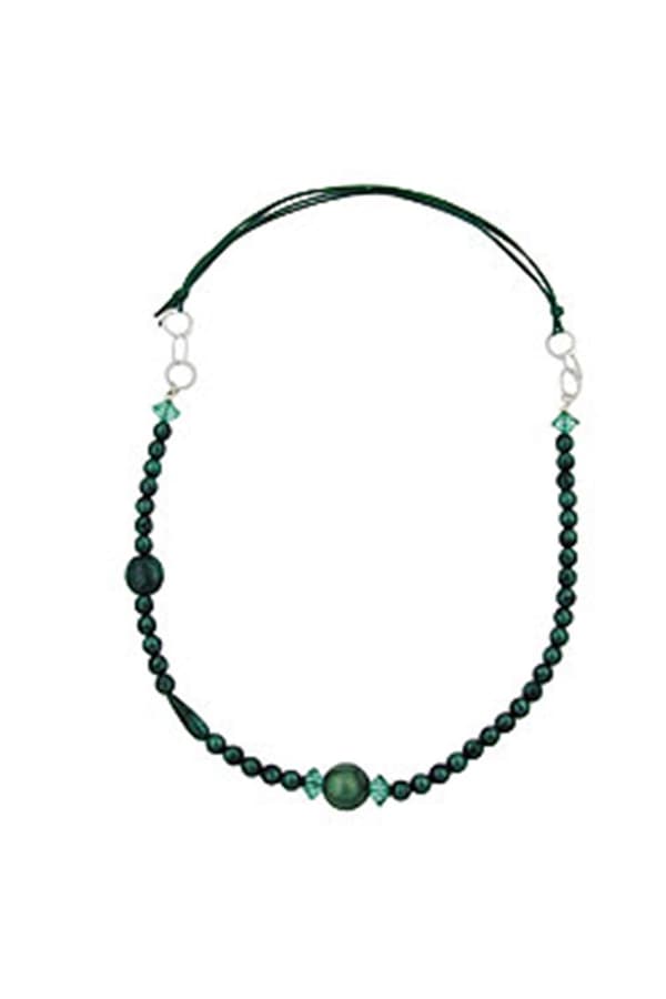 Necklace Green/ Turquoise/ Silky Chrome Rings - GL00849