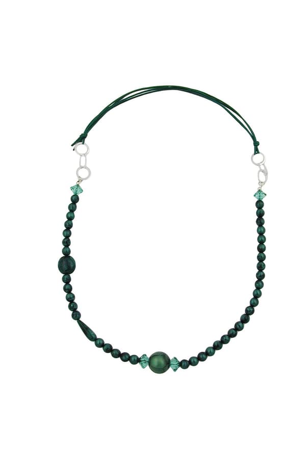 Necklace Green/ Turquoise/ Silky Chrome Rings - GL00849