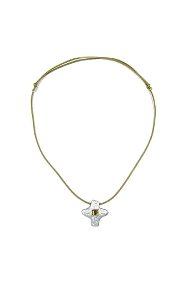 Necklace Silver-Coloured Cross With Rhinestone - GL00749