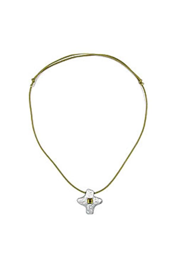 Necklace Silver-Coloured Cross With Rhinestone - GL00749