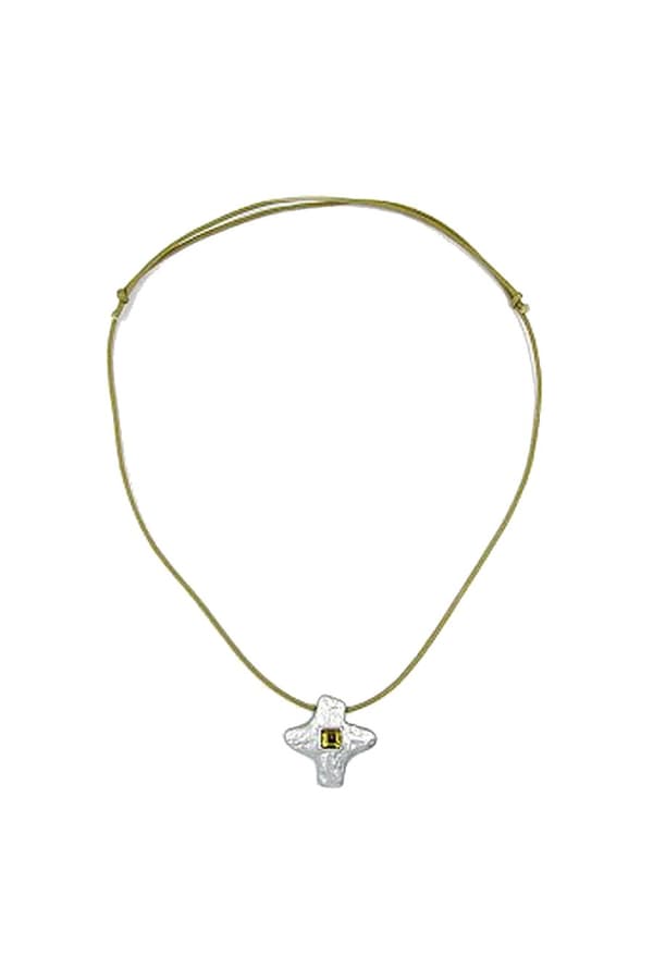 Necklace Silver-Coloured Cross With Rhinestone - GL00749