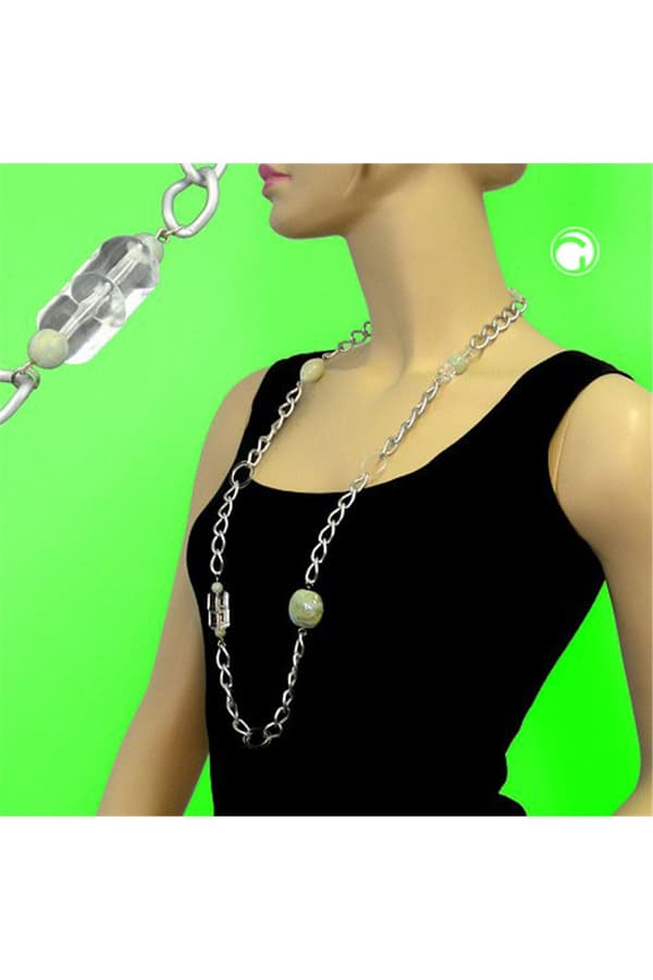 Necklace Curb Chain Beads 95cm - GL00144
